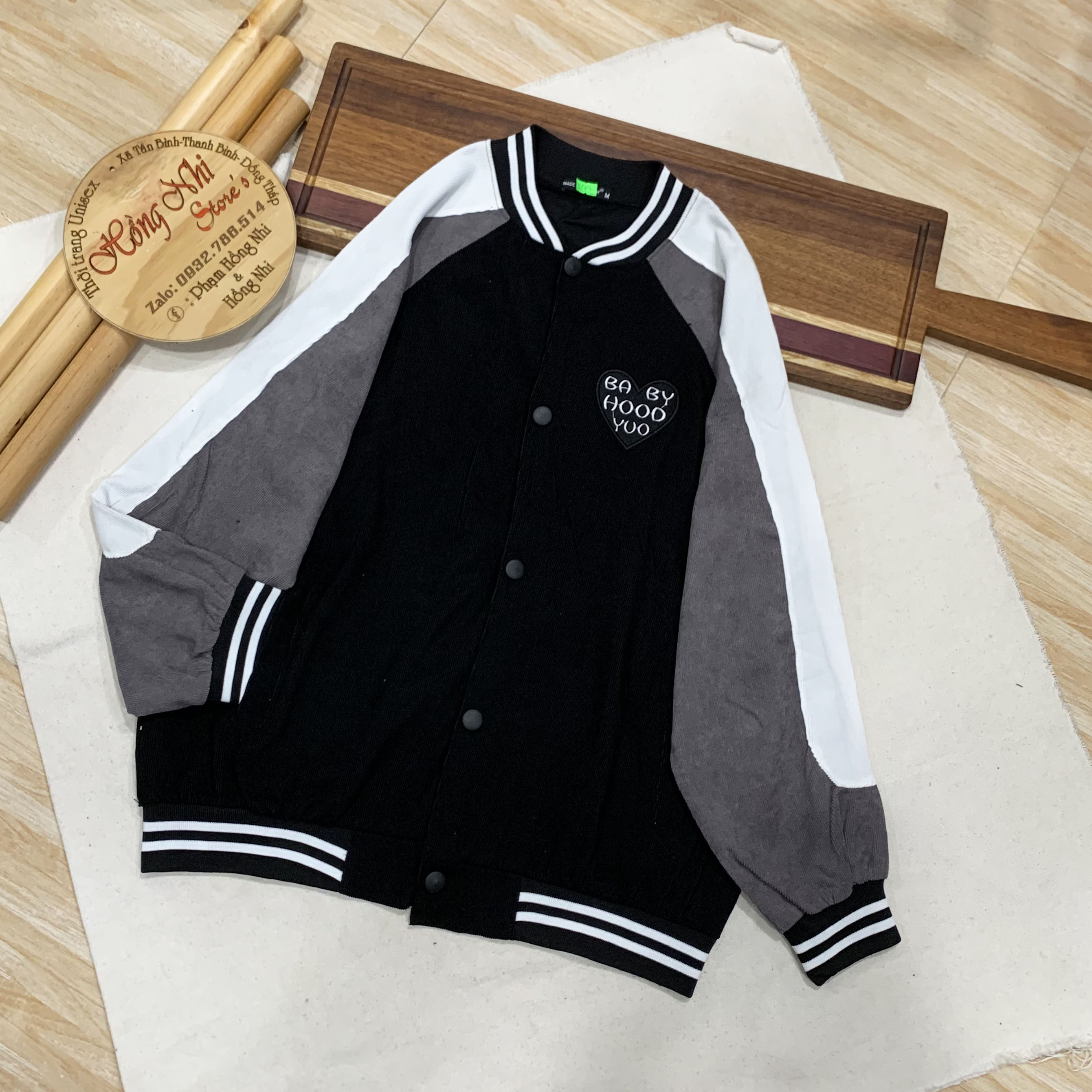 Áo Khoác Bomber Nhung Tăm Baby Hood Yuo Dáng Rộng Nam Nữ Ulzzang Unisex - MM