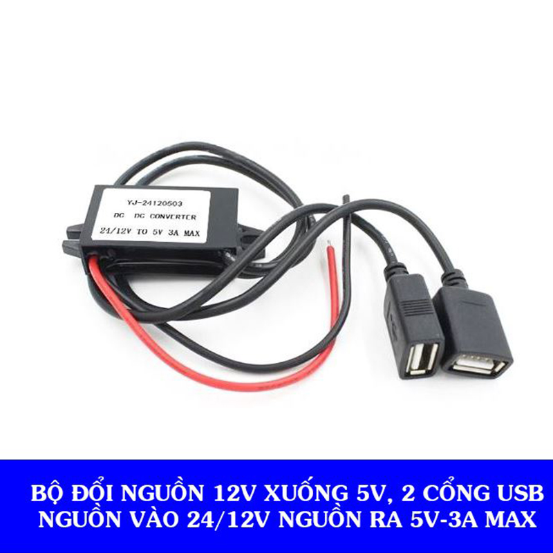 Bộ Đổi Nguồn 12V sang 5V,Đầu Ra 2 Cổng USB