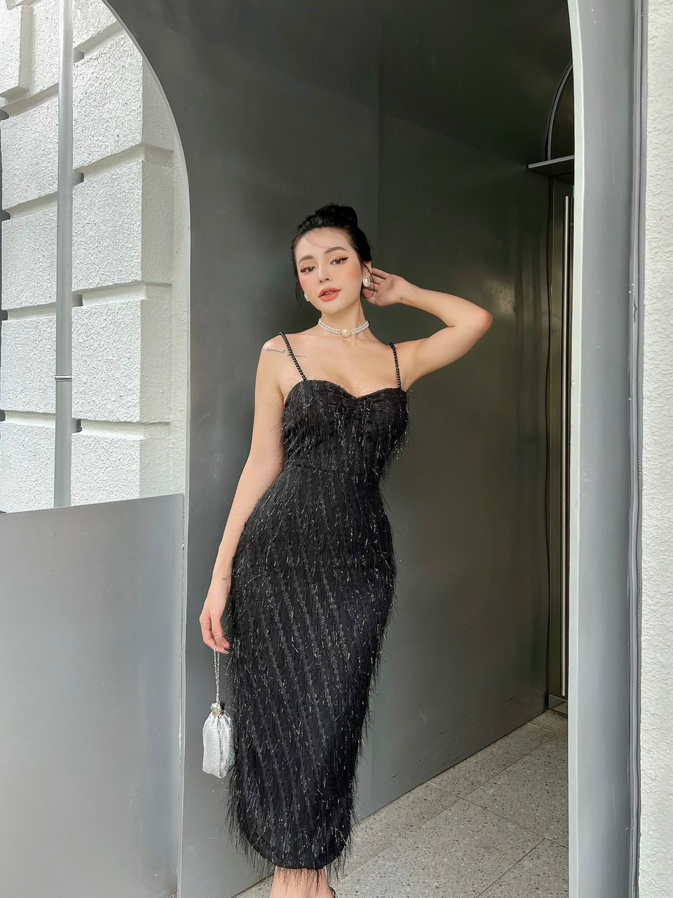 Đầm lông Ngọc 2 dây