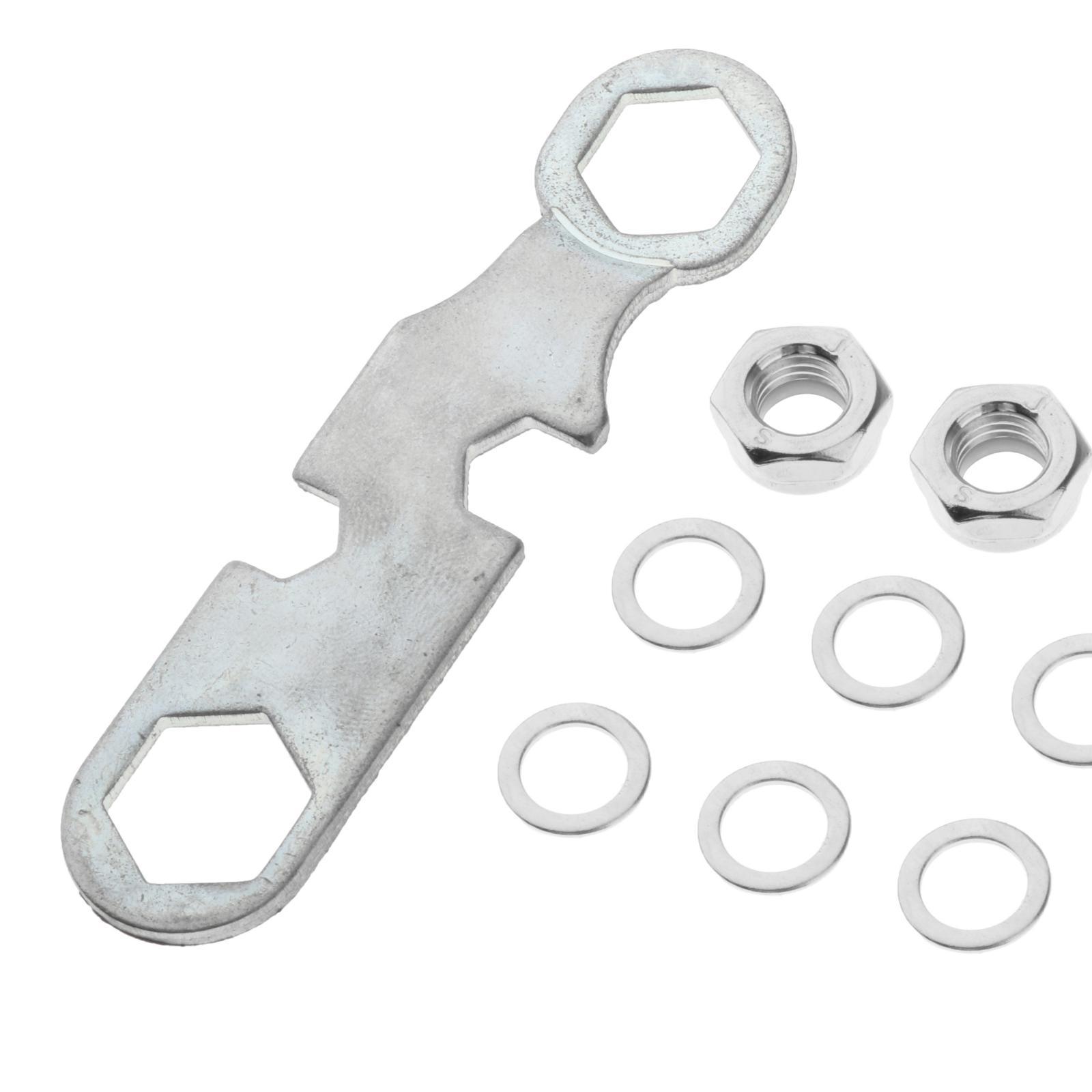 4 Pieces Skateboard Longboard Trucks Axle Nuts , 8 Pieces Alloy Washers Spacer Set with 1 Piece Wrench Multi Tool