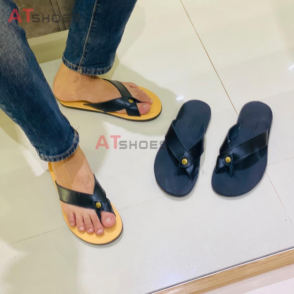 Dép Sandal Xỏ Ngón Dép Quai Chéo Da Bò Thật Không Thấm Nước Phù Hợp Mọi Lứa Tuổi XDXN22 (Đen - Nâu