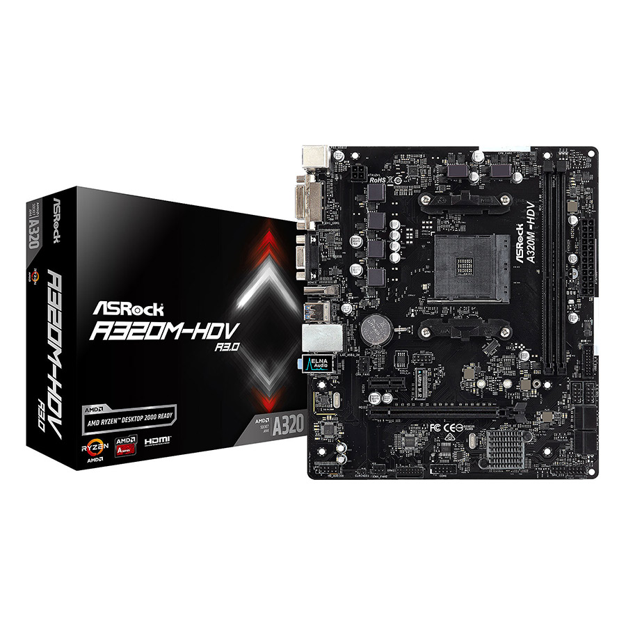 Bo Mạch Chủ Mainboard ASRock A320M-HDV Socket AM4 - Hàng Chính Hãng