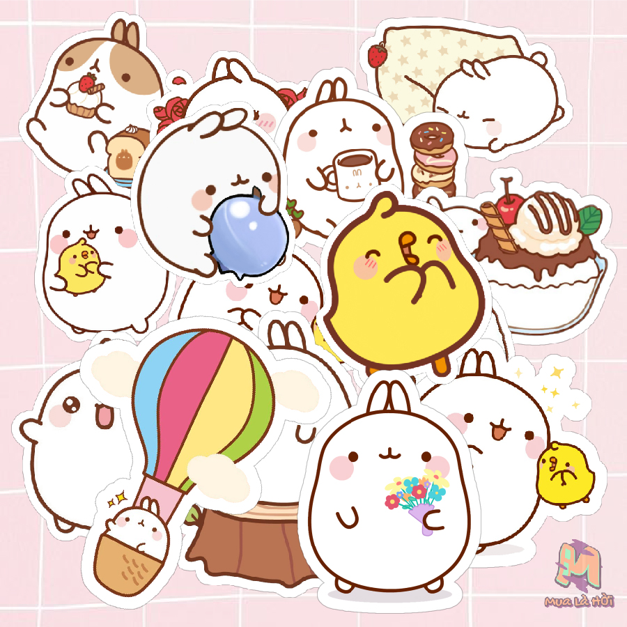 Miếng dán Stickers chủ đề Molang