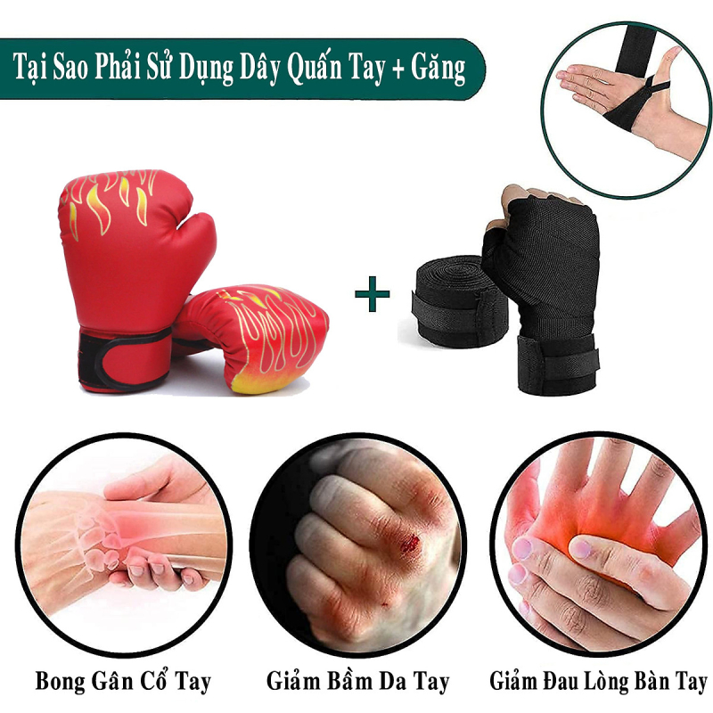 Vỏ bao cát đấm bốc boxing trẻ em 4 lớp dài 60cm, đường kính 26cm tặng full combo 5 món bao gồm găng tay đấm bốc trẻ em, móc treo, dây xích, khuy cài