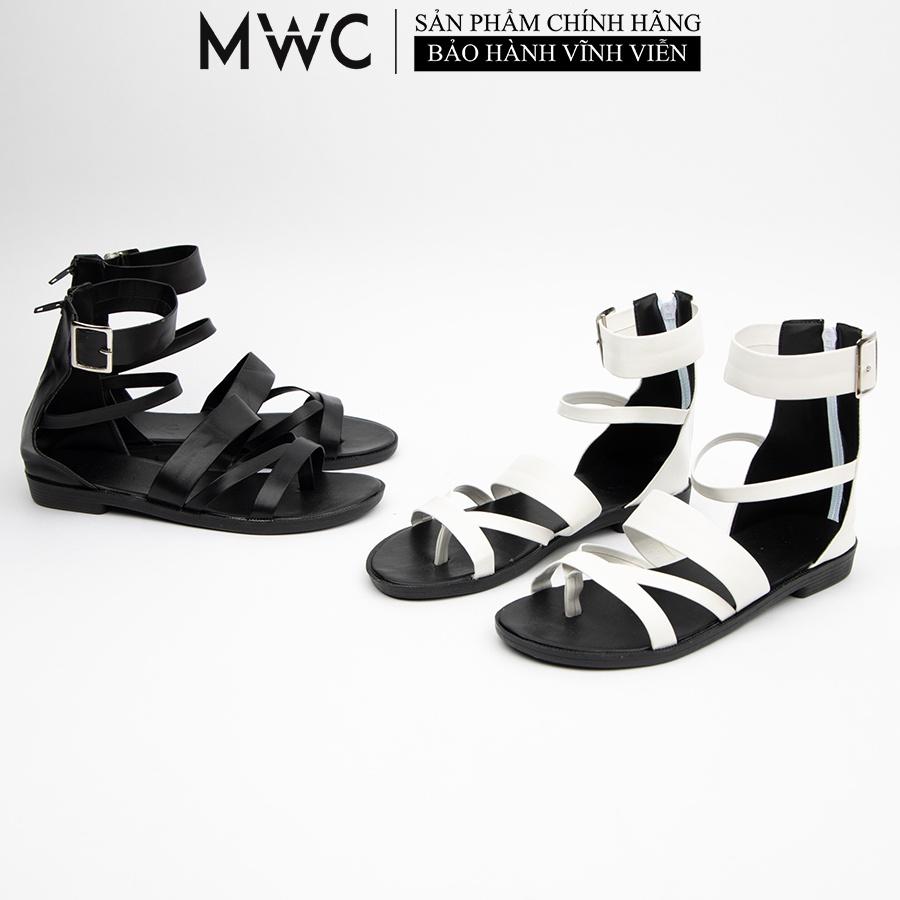 Giày Sandal MWC Đế Bệt Quai Chiến Binh Màu Đen Trắng Siêu Xinh NUSD- 12016