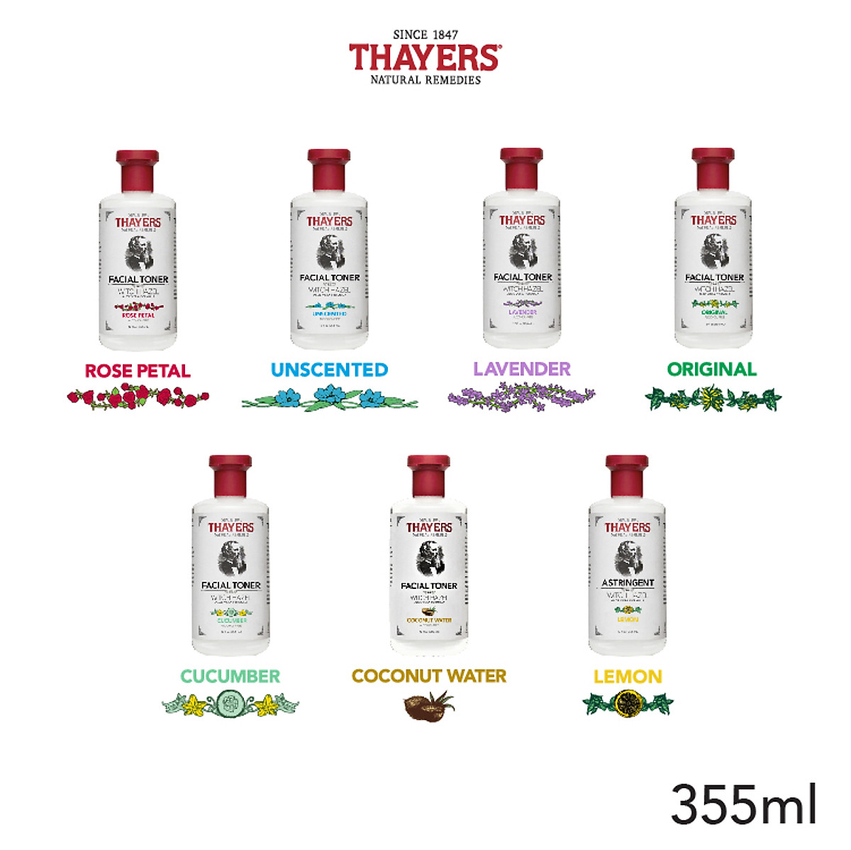 Nước Hoa Hồng Không Cồn Thayers Witch Hazel Lavender (Oải Hương) 355ml (Dành cho da dầu, da có mụn) + TẶNG MÓC KHÓA