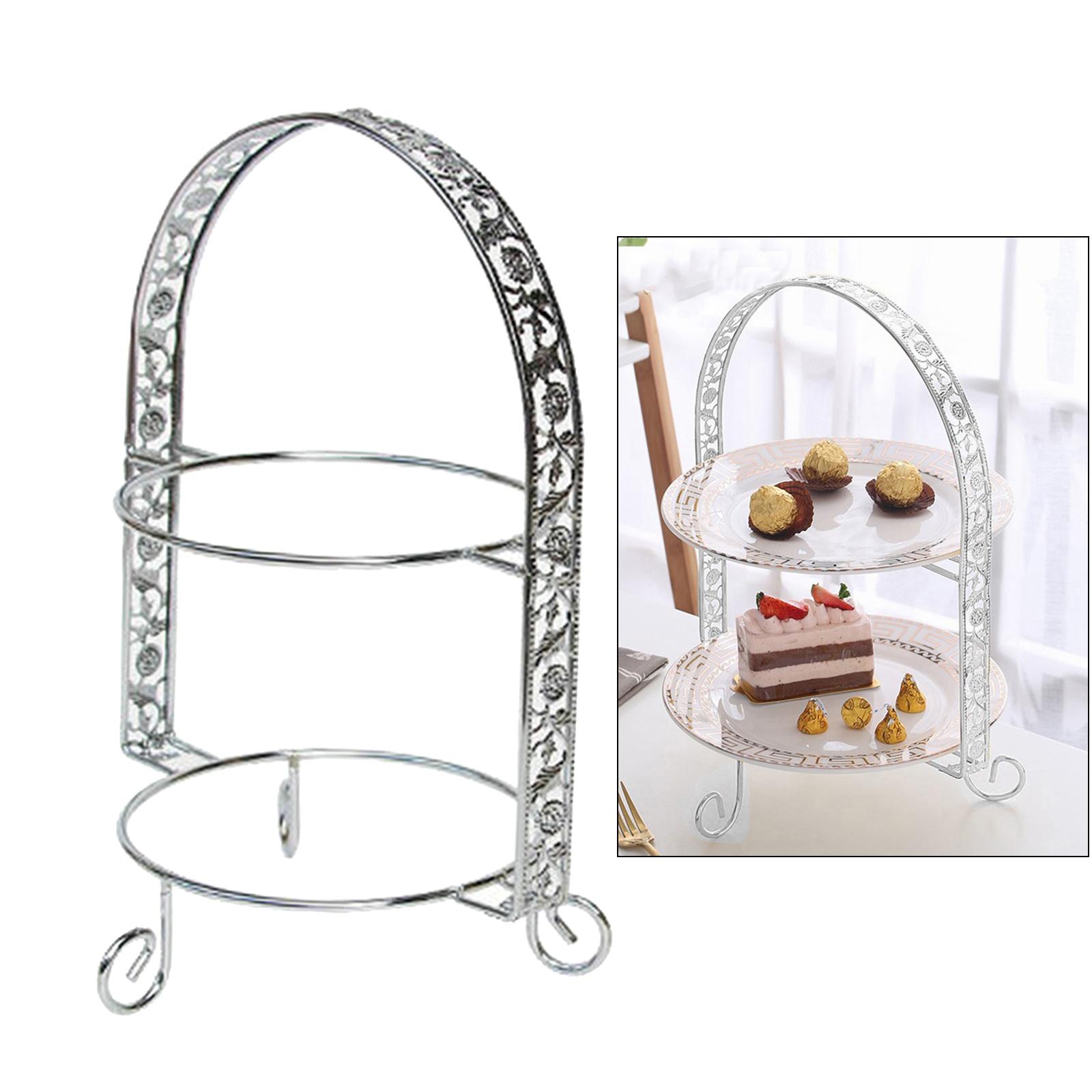Iron 2-Tire Cupcake Platter Display Stand Serving Plate Rack