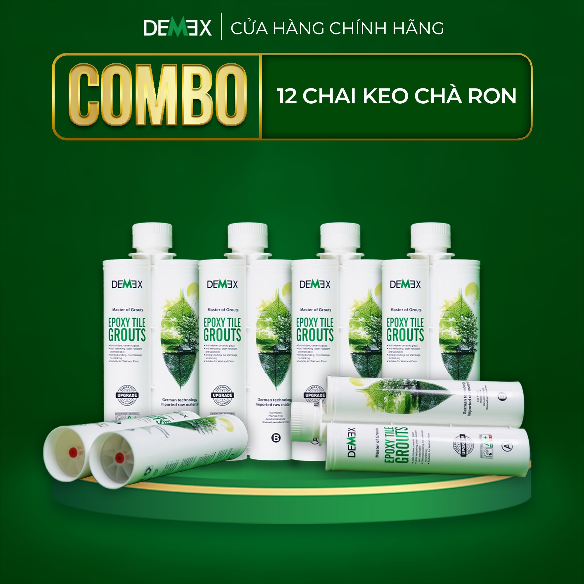 Combo 12 Chai Keo Chà Ron DEMEX 2 Thành Phần, Nhập Khẩu Đức, 400ML Chống Thấm - Chống Bám Bụi