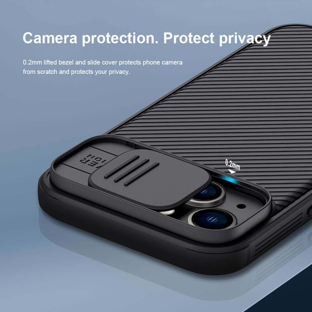 Ốp lưng chống sốc cho iPhone 14 Plus (6.7 inch) bảo vệ Camera hiệu Nillkin Camshield Pro chống sốc cực tốt, chất liệu cao cấp, có khung & nắp đậy bảo vệ Camera - hàng nhập khẩu