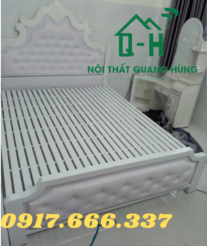 GIƯỜNG SẮT HỘP 2 ĐẦU NỆM TRẮNG CAO CẤP 1M8X2M DÀNH CHO GIA ĐÌNH