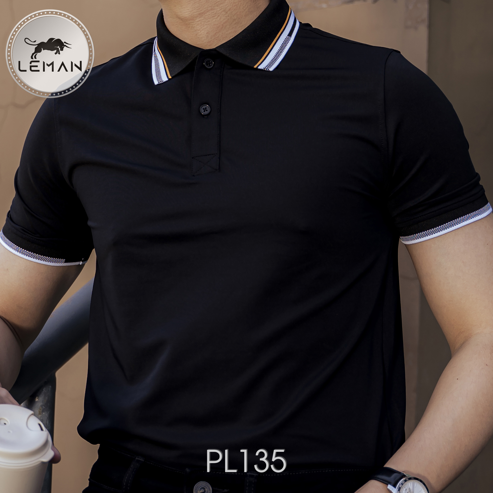 Áo thun polo nam Leman PL135 vải Poly Coolmax pique 215gsm cao cấp form Slim fit năng động