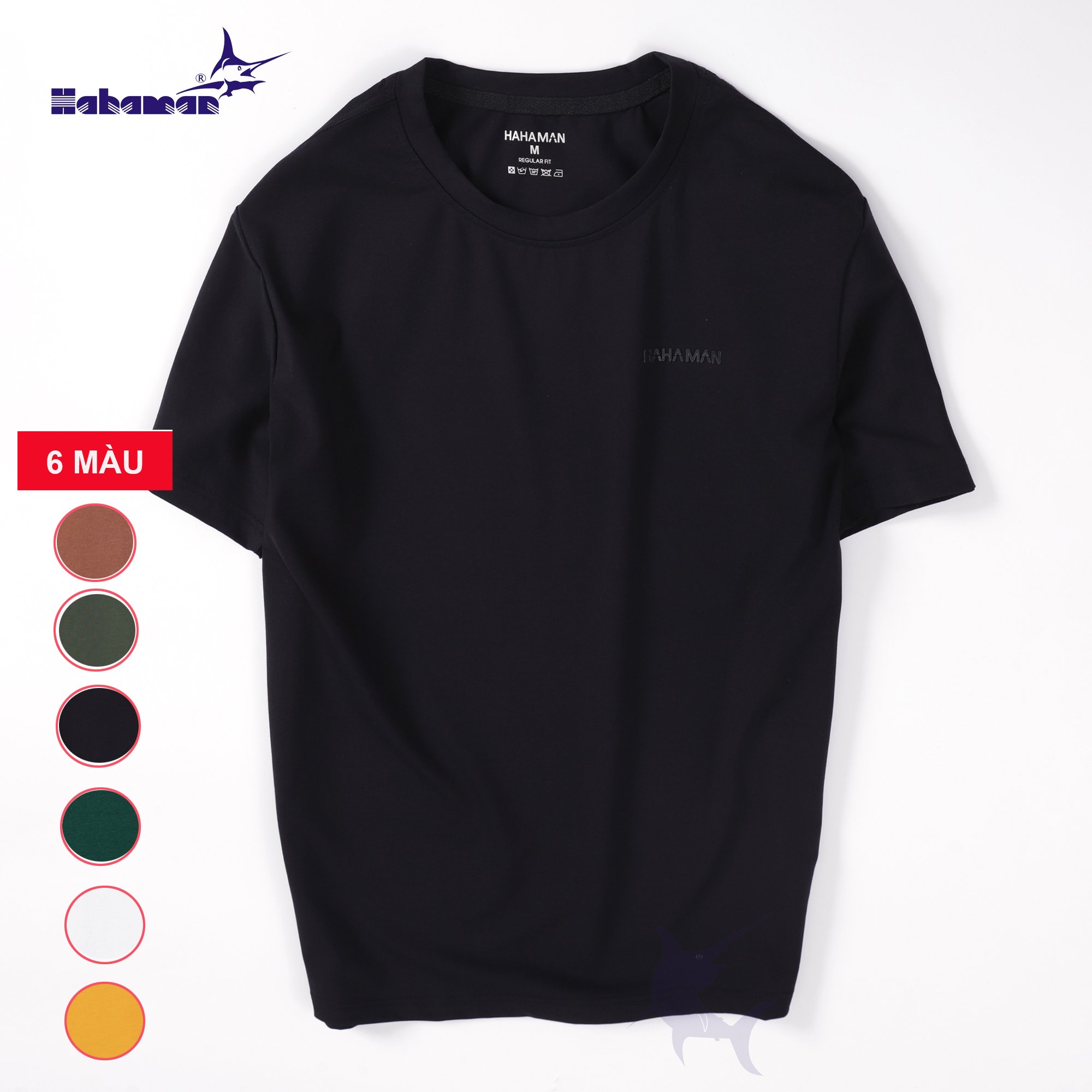 Áo thun nam cổ tròn HAHAMAN vải Cotton co giãn,dày dặn cao cấp CT06002