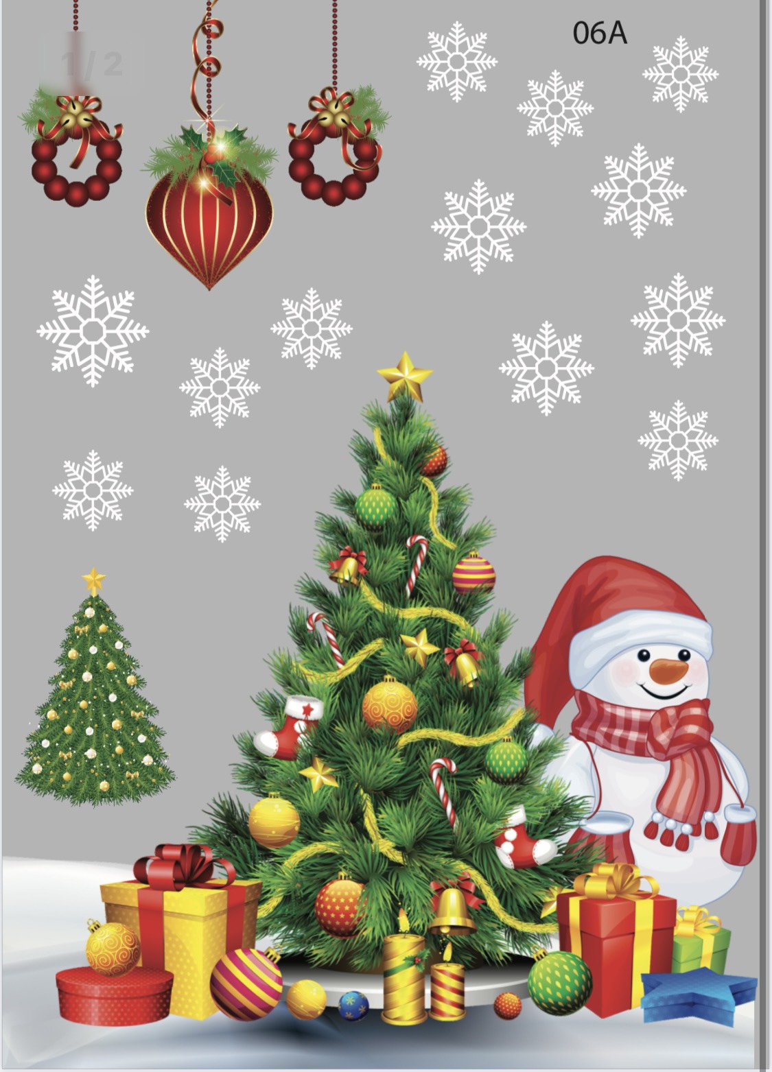 Decal trang trí noel dán kính dán tường MẪU 6A