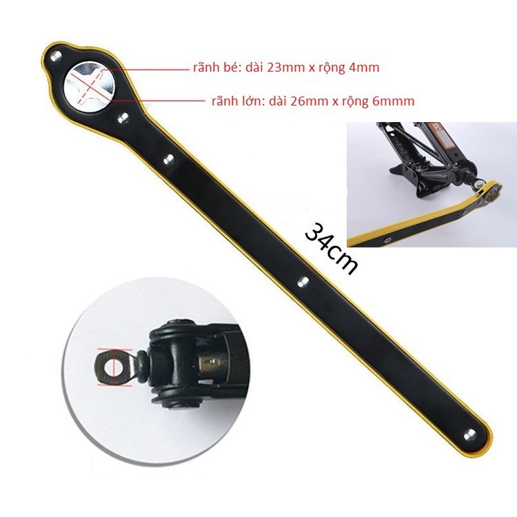Tay đòn kích lốp thông minh thay thế tay quay thông thường kèm miếng thép chuyển đổi