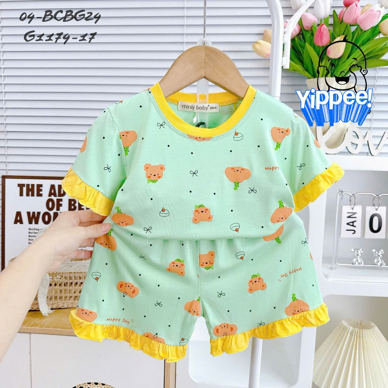 Đồ bộ bé gái, bộ cộc tay cho bé sơ sinh size 5-18kg chất thun lạnh mềm mịn mát