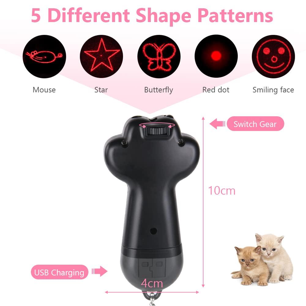 CAT sức mạnh, đồ chơi mèo LED tương tác 5 trong 1 mẫu điều chỉnh, đồ chơi đèn LED sạc USB cho công cụ huấn luyện chó trò chuyện