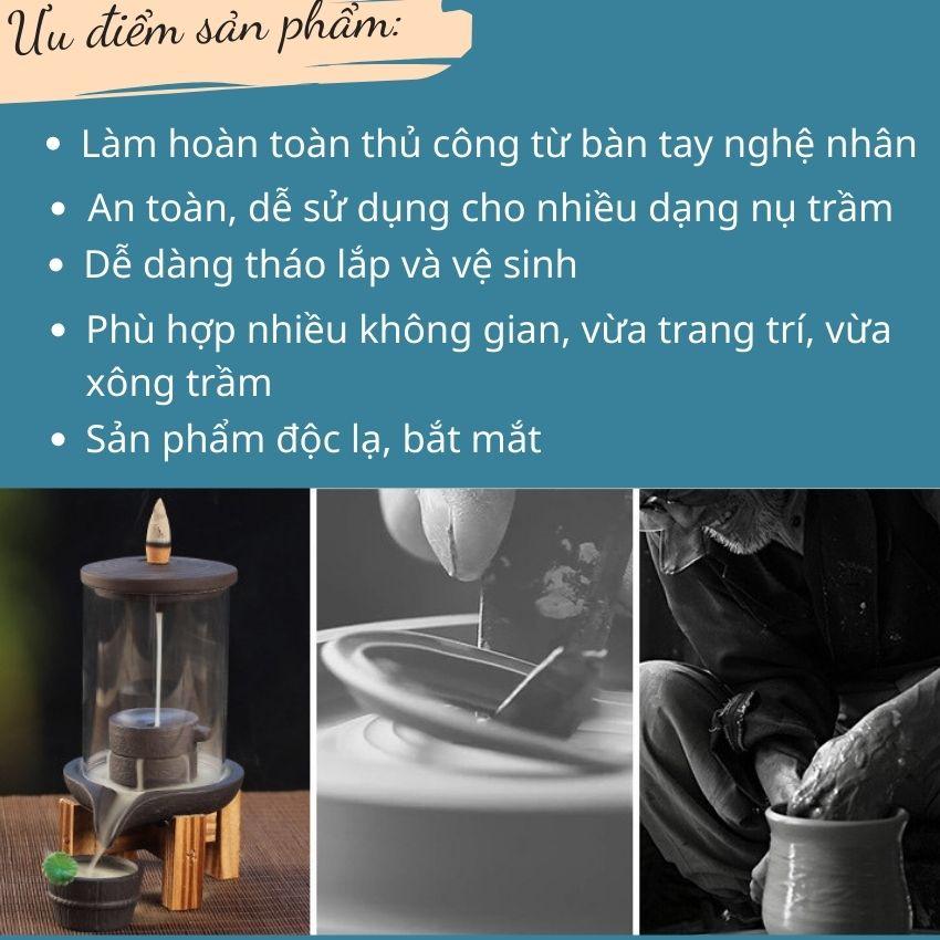 Thác khói trầm hương Mẫu Cối Xay Tặng Kèm Phụ Kiện, Tháp khói trầm hương đẹp