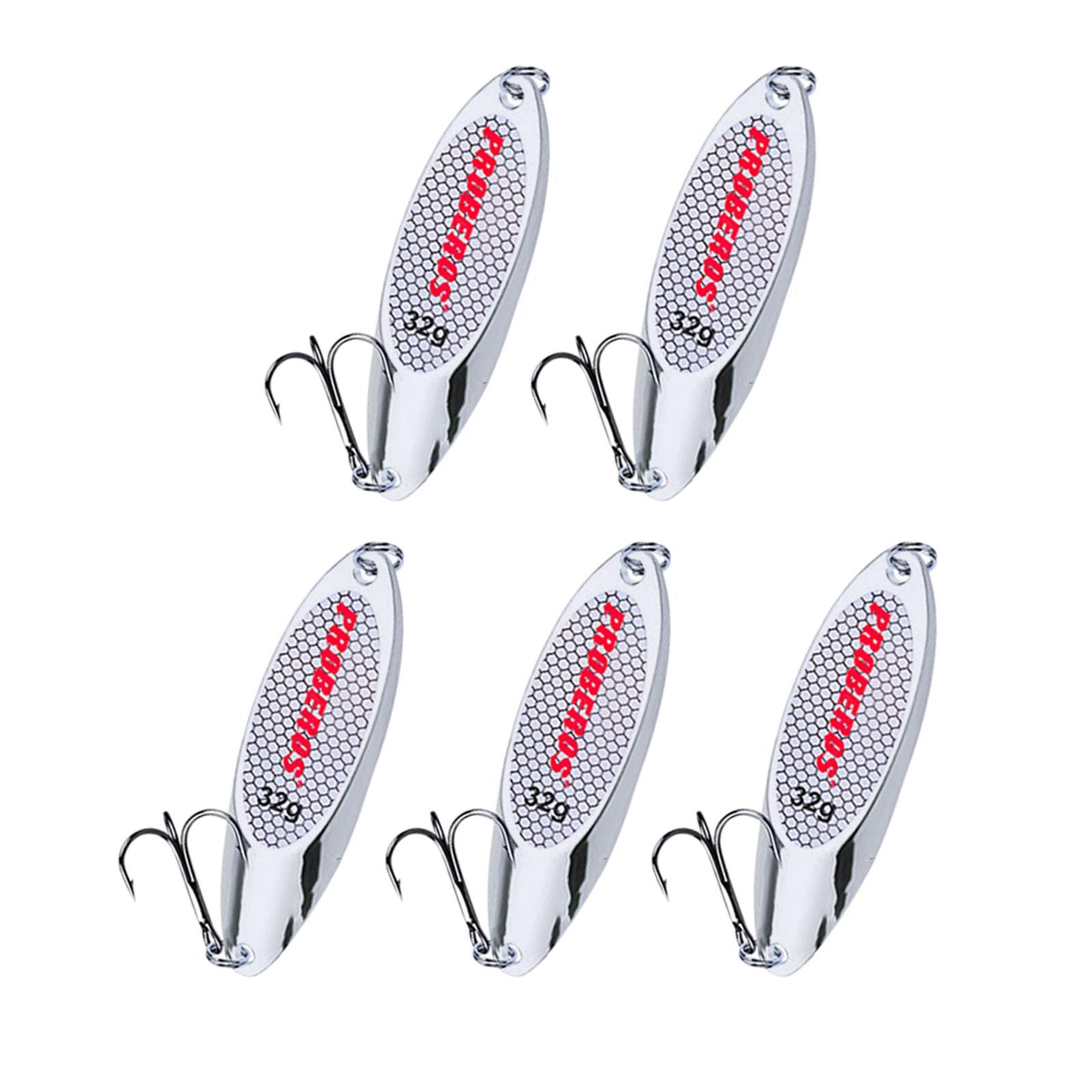 5x Fishing Spoons Lures Fishing Baits Saltwater with  Hooks Bass Baits Fishing Lures for Salmon Bass Redfish Perch Fishing Accessories