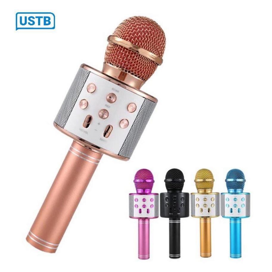 Micro hát karaoke kết nối bluetooth không dây WS-858 - Mic karaok bluetooth cổng sạc USB thích hợp giải trí dịp sinh nh