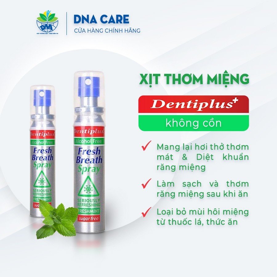 Xịt thơm miệng hương bạc hà không cồn Dentiplus chai 25ml