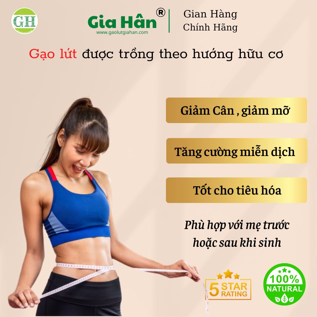 Bột gạo lứt giảm cân,Bột gạo lứt giảm mỡ bụng GIAHAN FOOD bột giảm cân tại nhà, an toàn, bot gao lut giam can