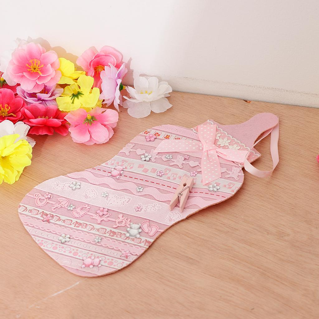 Lovely Fabric Milk Bottle Birthday Party Baby Shower Hanging Decoration Pink