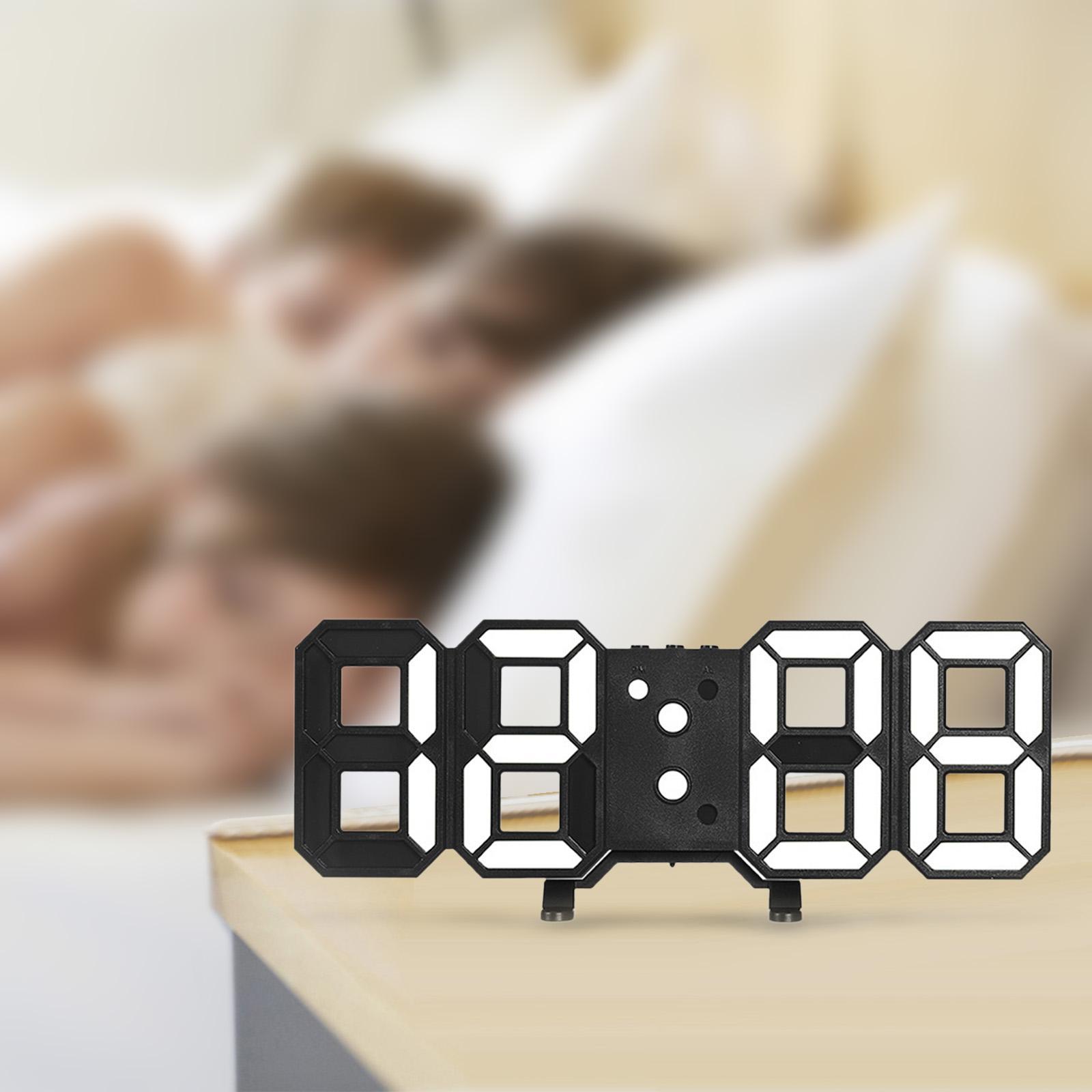 Digital 3D Digital Clock Date Time Electronic Clock for Seniors Office Bathroom