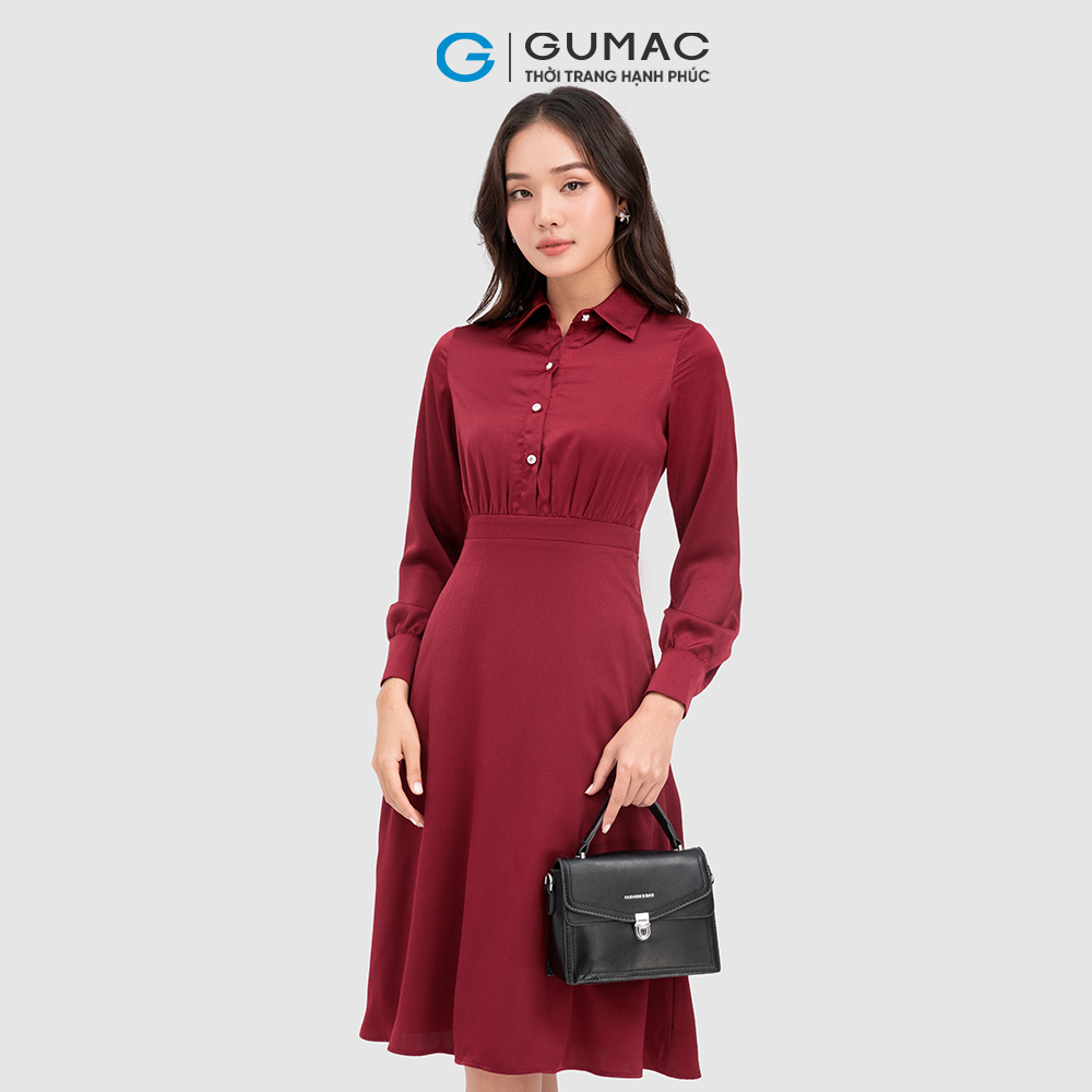 Đầm sơ mi GUMAC DC11098 phom A thanh lịch