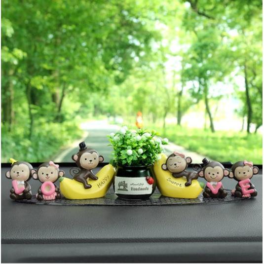 Set khỉ love trang trí taplo ô tô, táp lô xe hơi - Hoàng Đông Shop.