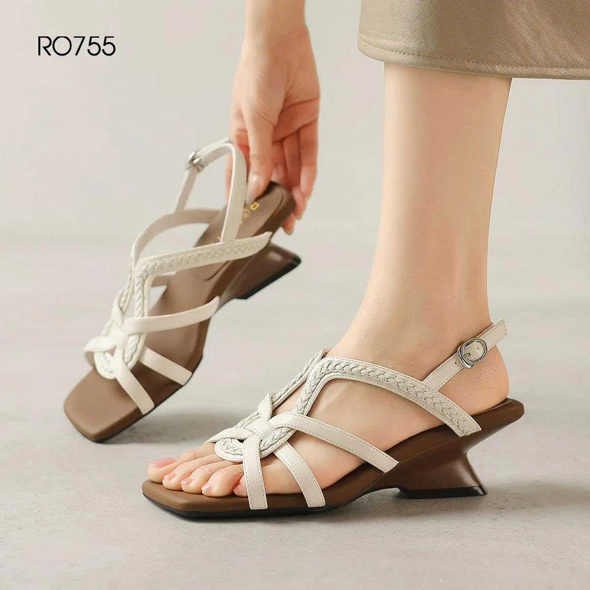 Sandal cao gót nữ nhiều dây ROSATA RO755 -5p- Bạc, Trắng- BKSTORE- HÀNG VIỆT NAM