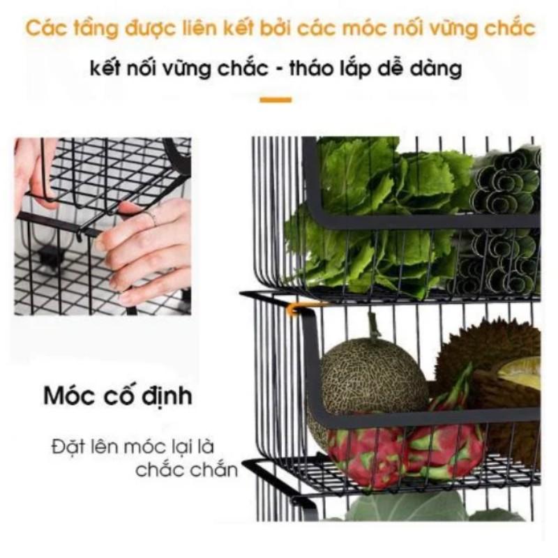 Kệ sắt nhiều tầng có bánh xe để đồ dùng nhà bếp, kệ đựng rau củ, hoa quả, trái cây, gia vị, đồ dùng nhà bếp