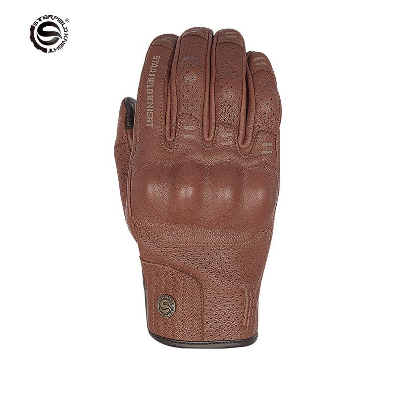 Phong cách mới nhất hiệp sĩ ngôi sao retro da dê đầy đủ găng tay xe máy Harley găng tay đi xe máy găng tay retro sửa đổi