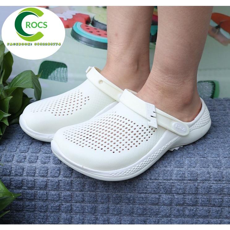 Dép sục nhựa đi mưa chống hôi chân CrocsCroslite Literide 360 clog màu trắng