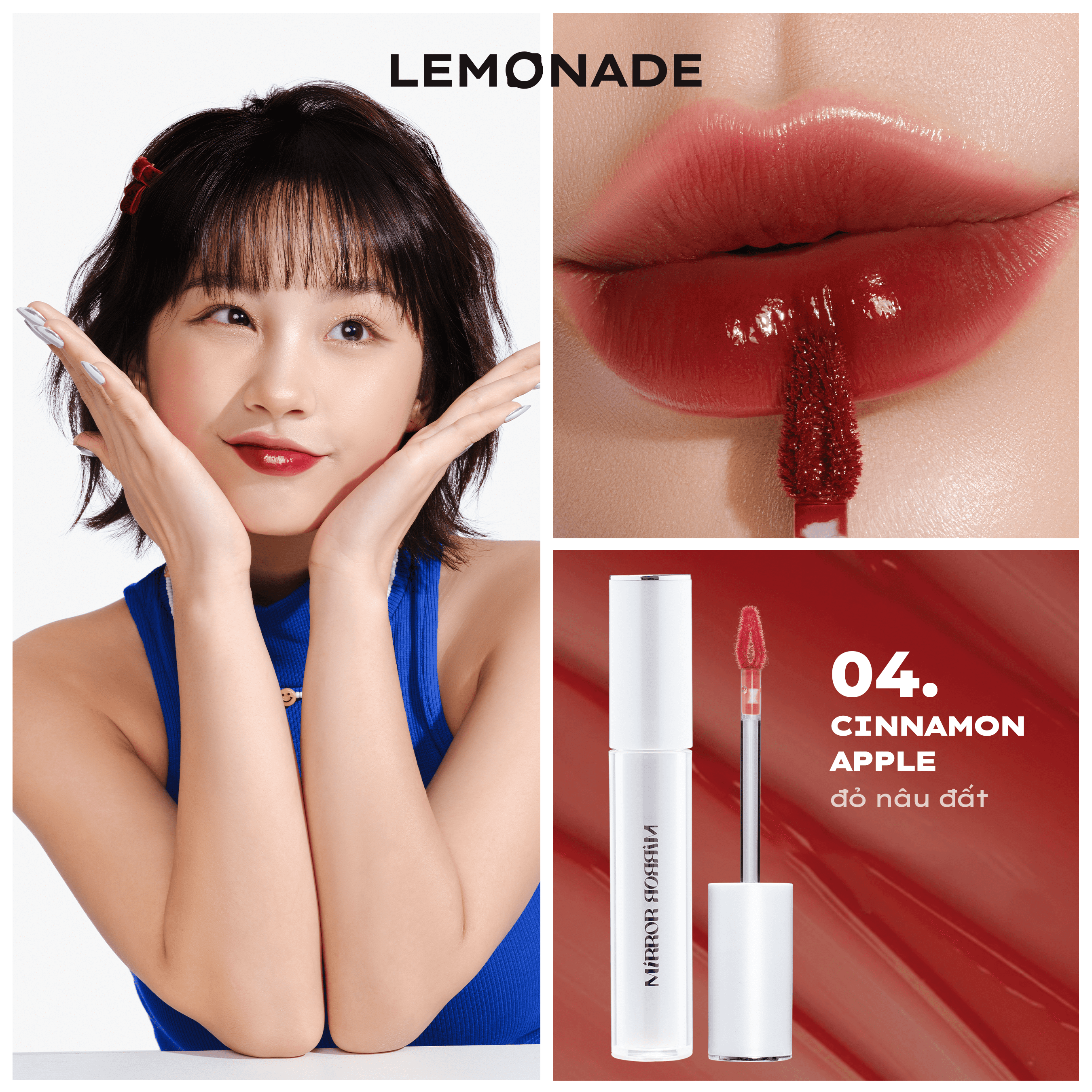 Combo 02 Son tint bóng không dính siêu lỳ Lemonade Mirror Mirror Water Tint