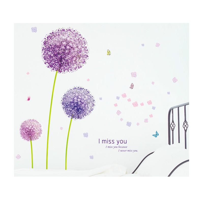 Decal trang trí hoa bồ công anh tím