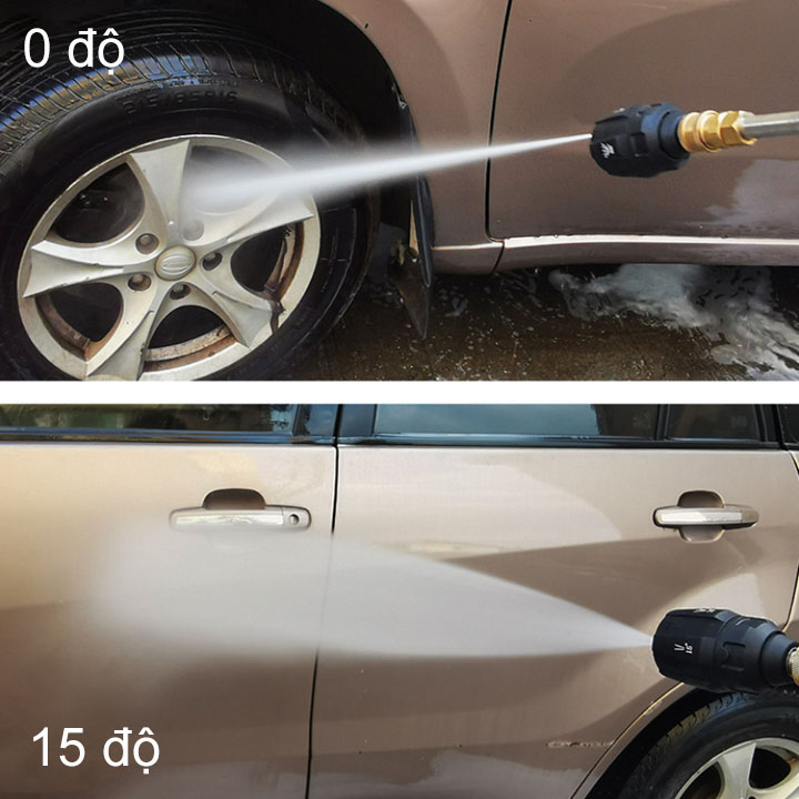Bec rửa xe phun áp lực cao 5 chế độ, gắn tay rửa xe, kết nối nhanh 1/4 Inch bằng inox-đồng