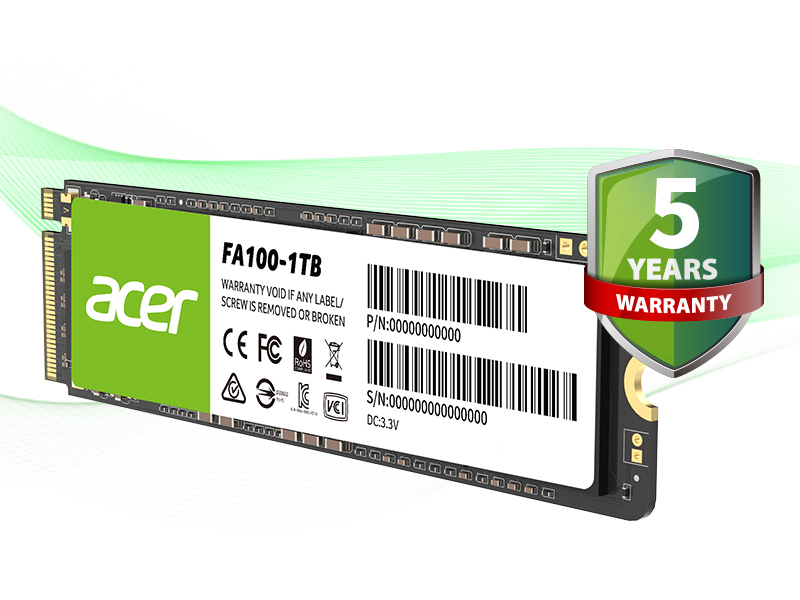 Ổ cứng SSD Acer FA100 M2 NVMe PCIe Gen3 128GB - 2TB - Hàng chính hãng