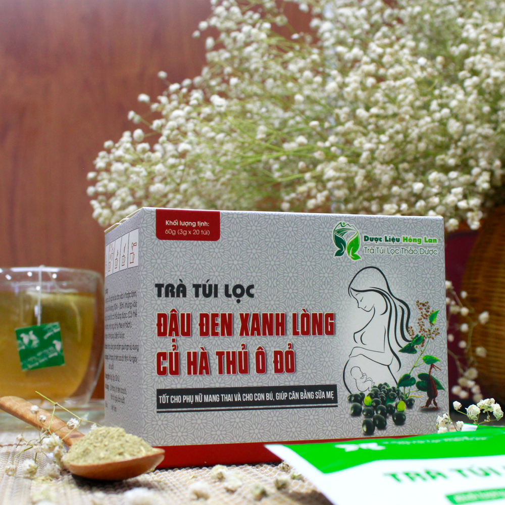 Trà Túi Lọc Đậu Đen Xanh Lòng – Củ Hà Thủ Ô Đỏ 60g (20gói x 3g) Dược Liệu Hồng Lan