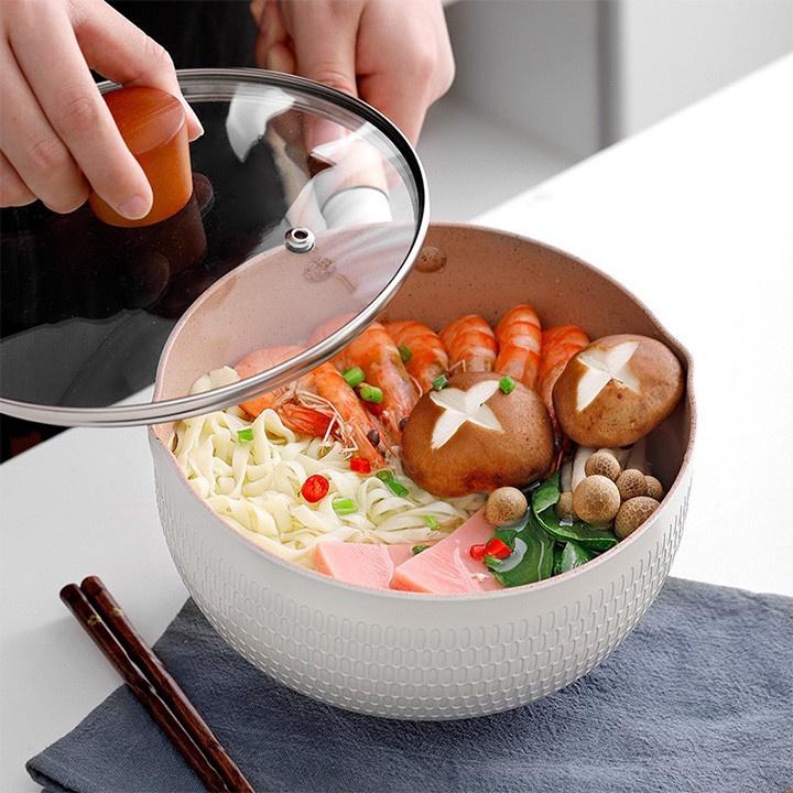 Chảo vân đá chống dính Ceramic sâu lòng 18Cm