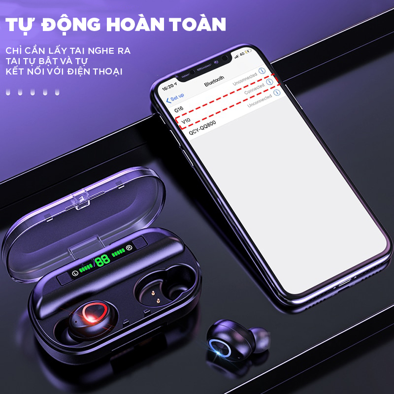 Earphone WlRELESS 5.0 V10 - Nhập Trung Quốc TWS - Tặng 1 Móc Chìa Khoá LAVATINO Chính Hãng