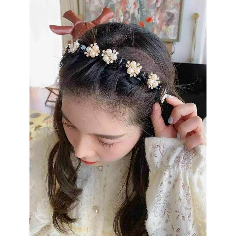 Bờm kẹp tóc đính đá Bờm Tóc Đính Hoa Có Kẹp Giữ Tóc Tạo Độ Phồng Siêu Xinh, Xược Tóc, Bờm Kẹp Hot Tiktok Aikimo BK1