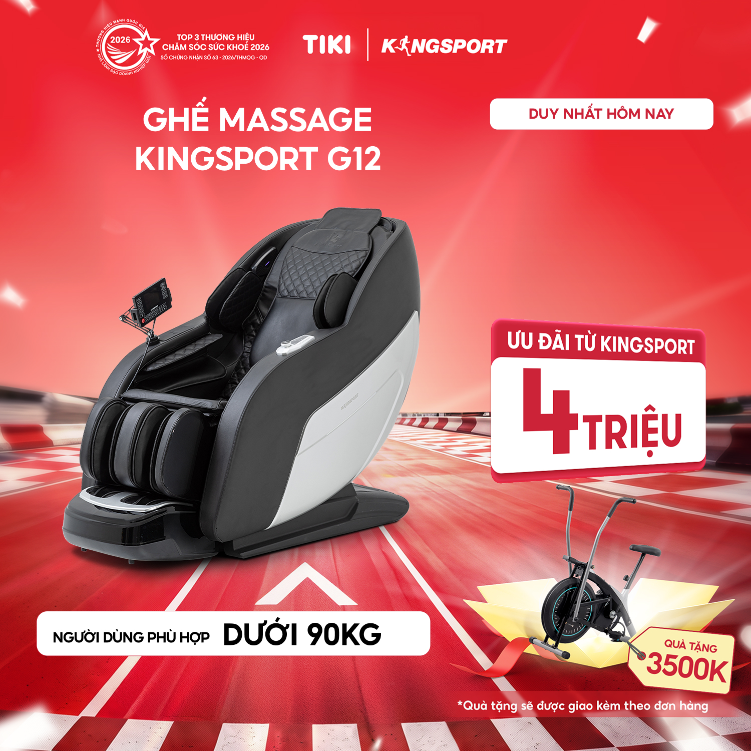 [CHỈ GIAO MIỀN BẮC] Ghế Massage Kingsport G12 Công Nghệ Massage Kingtech Touch Pro, 25 Bài Massage Chuyên Nghiệp