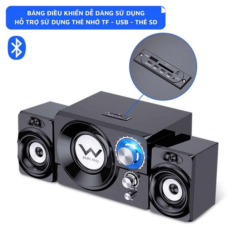 Loa Nghe Nhạc Loa Vi Tính Buetooth DUAL BASS SADA S-20 Có Đèn LED, Tương Thích Máy Tính Laptop PC Tivi Điện Thoại Nghe Nhạc Cực Đã