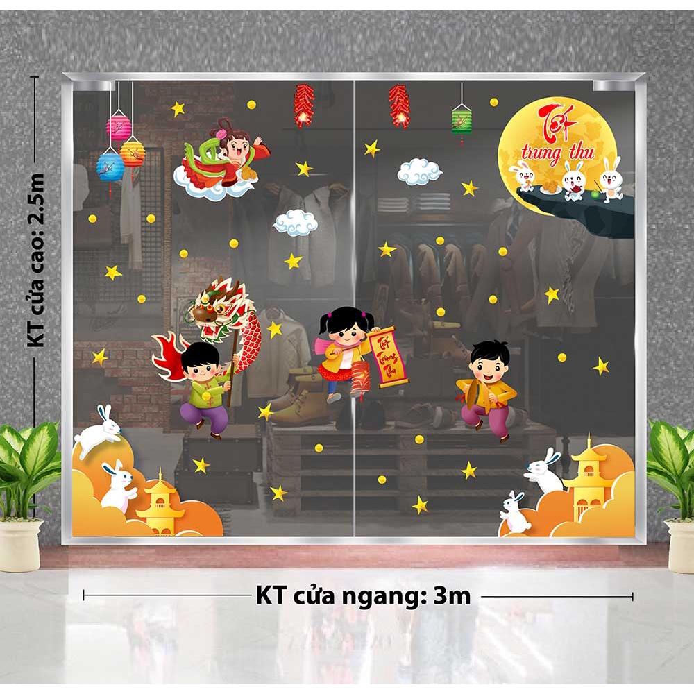 DECAL TRANG TRÍ TẾT TRUNG THU 2021 BÉ VUI MÚA RỒNG BÊN HỘI TRĂNG RẰM