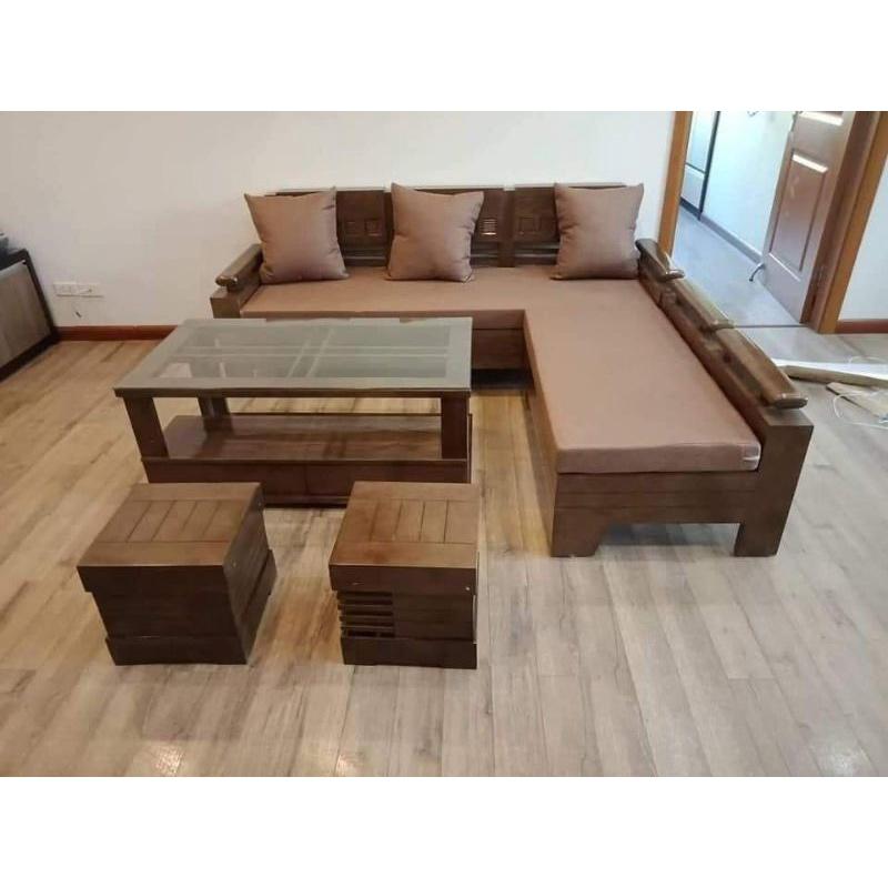 Bàn ghế phòng khách làm bằng gỗ sồi 100%