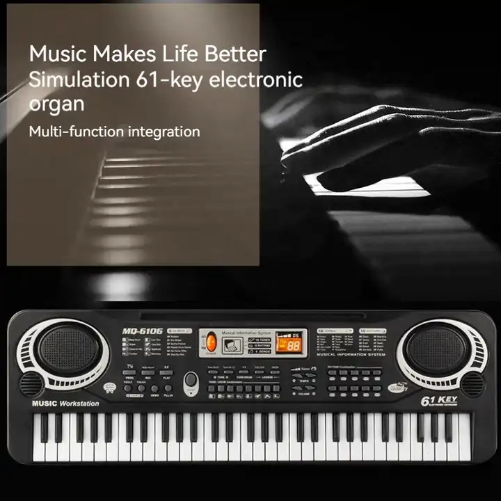 Đàn Organ Đàn Piano Điện Tử Đồ Chơi Cho Bé 61 Phím Sạc Điện Có Mic, Dây Sạc USB