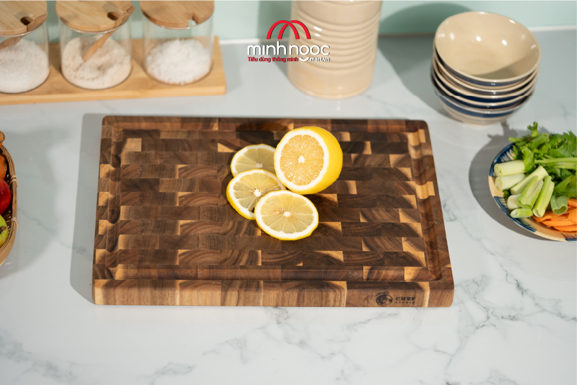 Thớt gỗ keo Chef Studio chữ nhật size 25 x 35 x 2.5cm, Dùng bằm, thái, trưng bày thực phẩm
