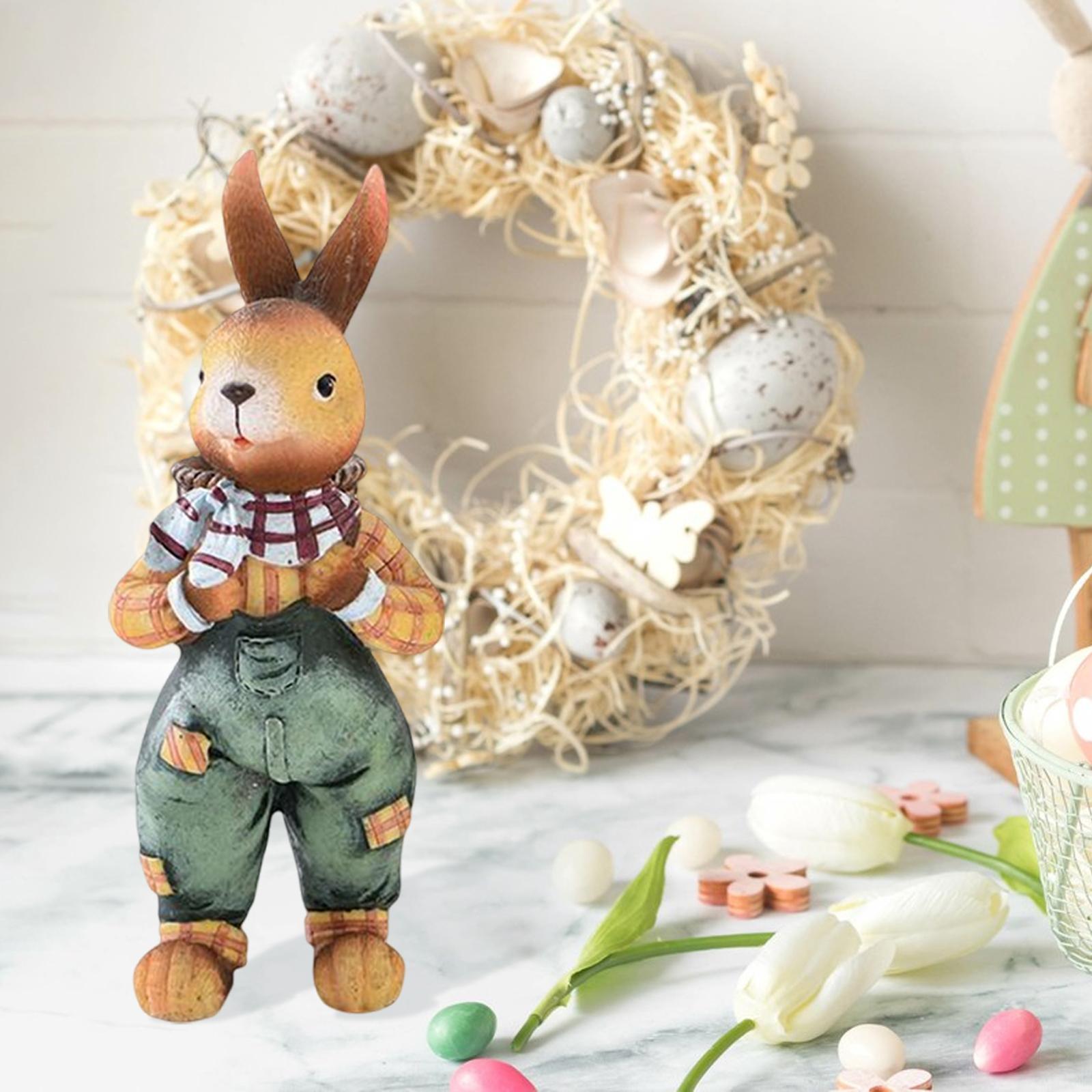 Bunny Figurine Desktop Resin Craft Ornament Rabbit Statue Home Decoration