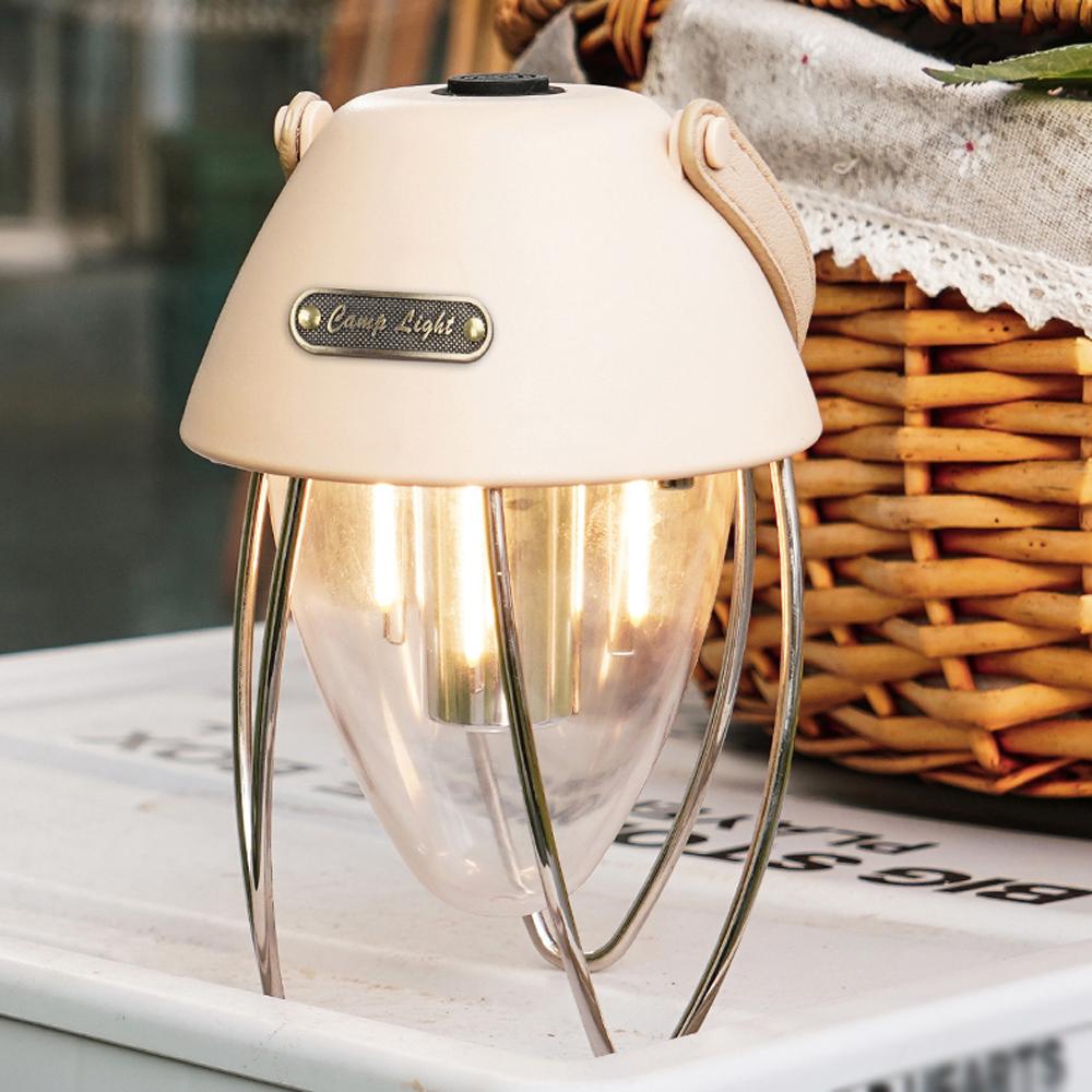 Retro Camping Light USB Rechargeable Campsite Light LED Tent Lamp Waterproof with 3 Light Modes Stepless Dimming for Camping Tent Fishing Courtyard