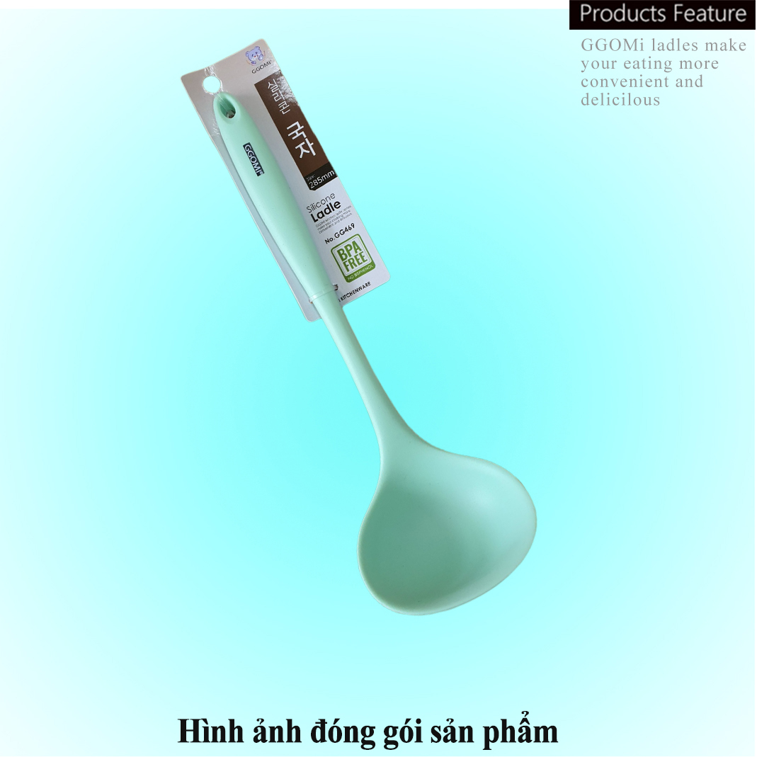 Muôi/Muỗng/Vá múc canh bằng silicone chịu nhiệt an toàn, màu sắc sặc sỡ dài 29cm GGOMi Hàn Quốc GG469
